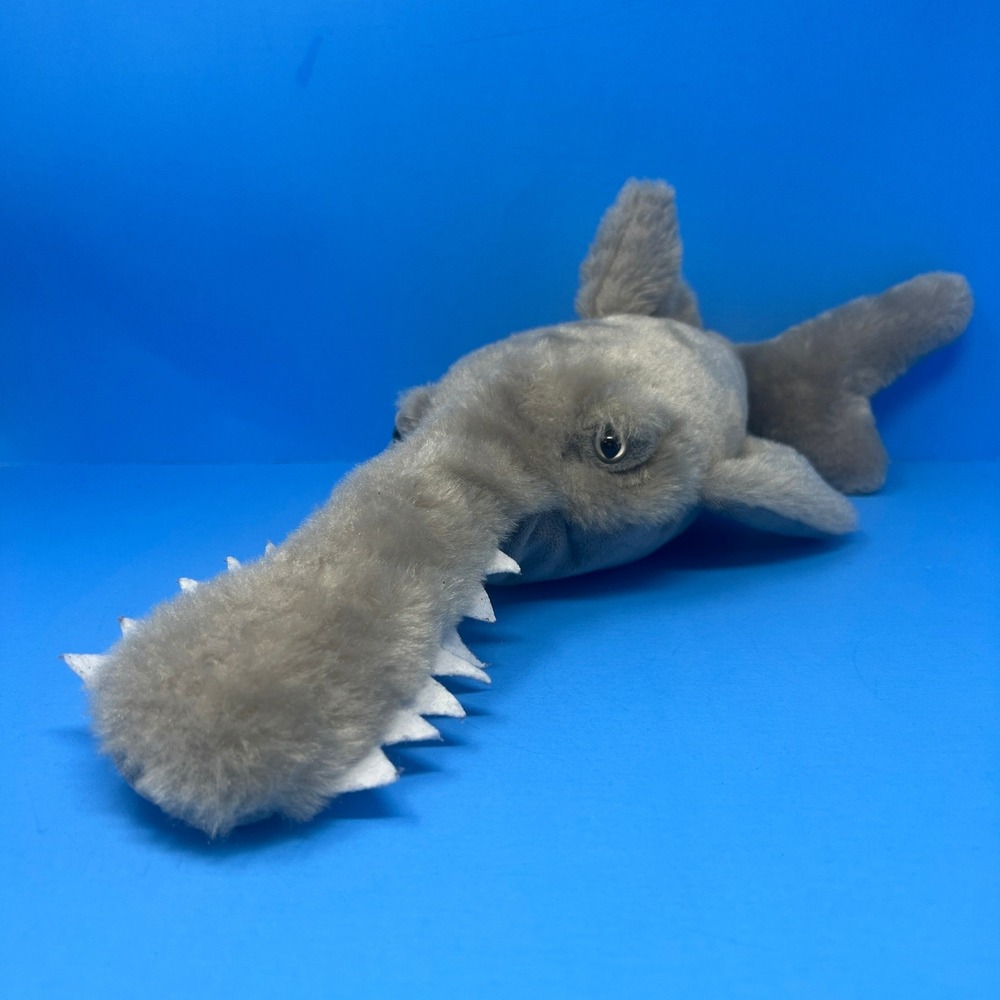 The Petting Zoo Sawfish Shark Plush Gray Realistic Marine‎ 22" Stuffed Animal